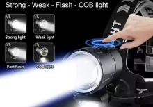 Мощен LED челник с COB светлина - Черен moqtmagazin.com (моят магазин)