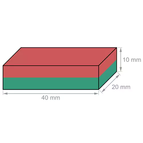Мощен неодимов магнит 40x20x10 N52 – постоянен магнит за индустриална употреба