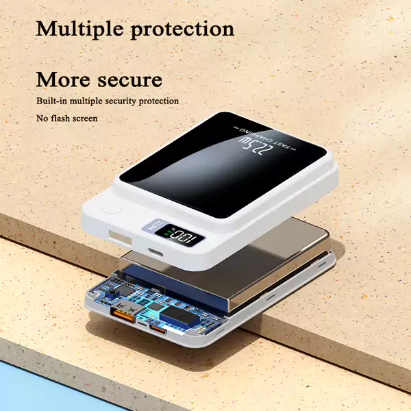 Бял Power Bank 10000mAh с безжично зареждане